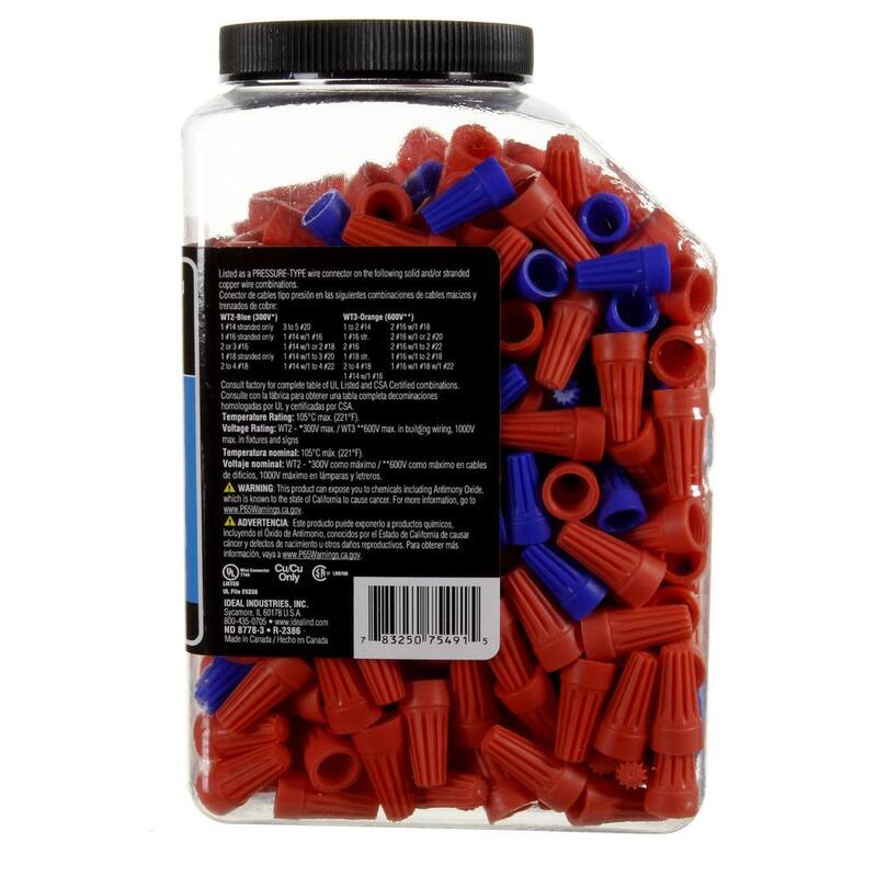IDEAL Conectores Estándar de Alambre Naranja y Azul Surtidos (450 Tarro) - 30-0203J