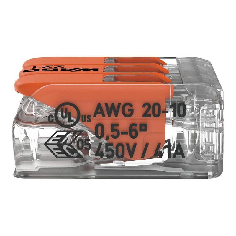 WAGO 221-613 Lever Nuts 10AWG 3 Conectores de cables de conductor de alambre, 10-20 AWG (paquete de 10) - 221-613/996-010