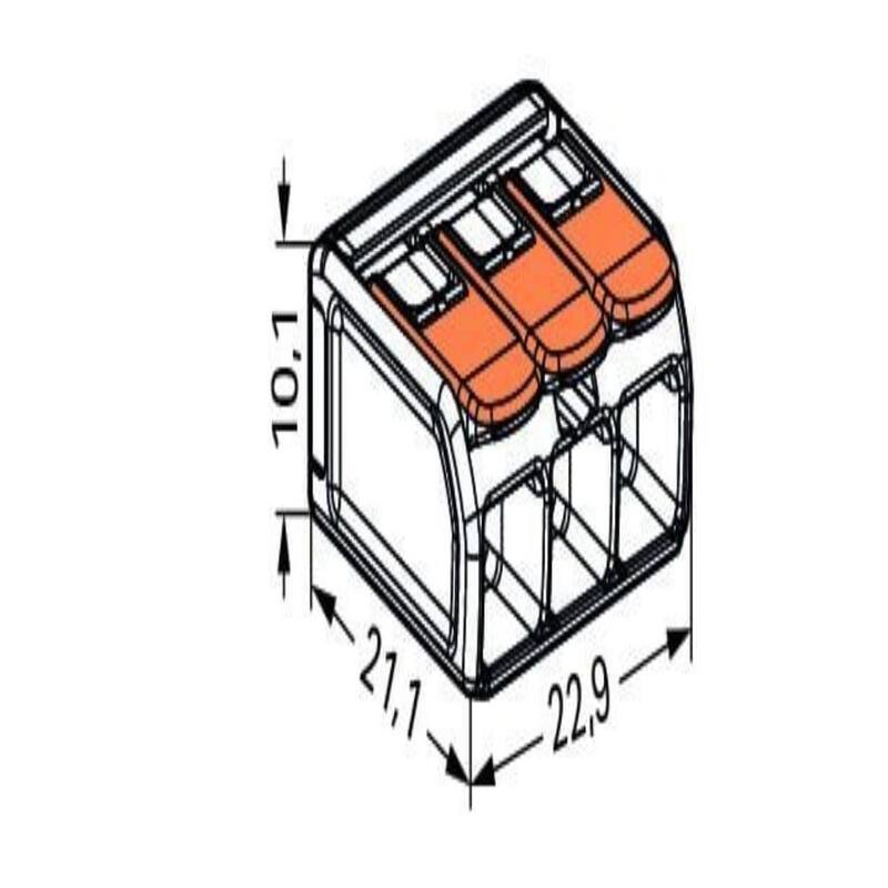 WAGO 221-613 Lever Nuts 10AWG 3 Conectores de cables de conductor de alambre, 10-20 AWG (paquete de 10) - 221-613/996-010