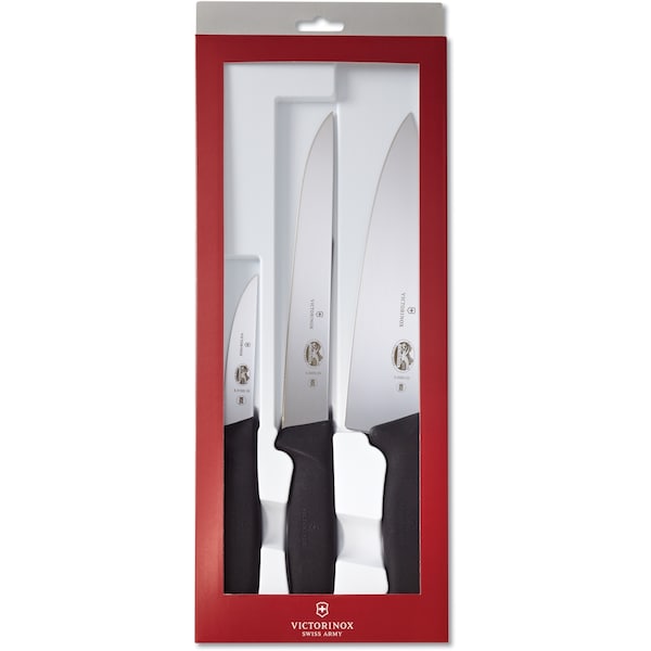 Swiss Army Brands 47892 Kitchen Fibrox Pro Sets 3-Piece Chef'S Set 8In Chef'S, 8In Slicing, 4In Paring Black - VIC-5.1053.3-X3