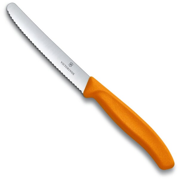 Swiss Army Brands 2024 Victorinox Kitchen Swiss Classic Utility - 2 Packs 4.5In Round, Serrated Blade Orange Packaged - VIC-6.7836.L119B