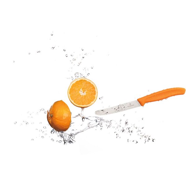 Swiss Army Brands 2024 Victorinox Kitchen Swiss Classic Utility - 2 Packs 4.5In Round, Serrated Blade Orange Packaged - VIC-6.7836.L119B