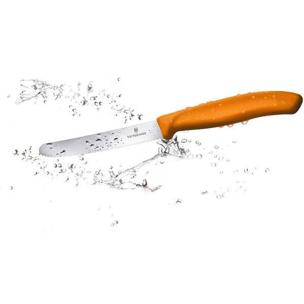 Swiss Army Brands 2024 Victorinox Kitchen Swiss Classic Utility - 2 Packs 4.5In Round, Serrated Blade Orange Packaged - VIC-6.7836.L119B