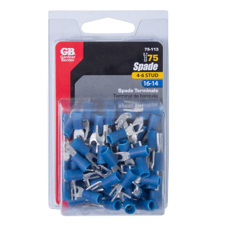 Gardner Bender 16, 14 AWG 4-6 Tamaño de perno azul Terminales de espada aislados de vinilo (paquete de 75) - 75-113