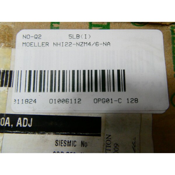 Moeller Molded Case Circuit Breaker, 80A, 3 Pole, 600V AC - NZMH6-100/ZM6A-80-NA