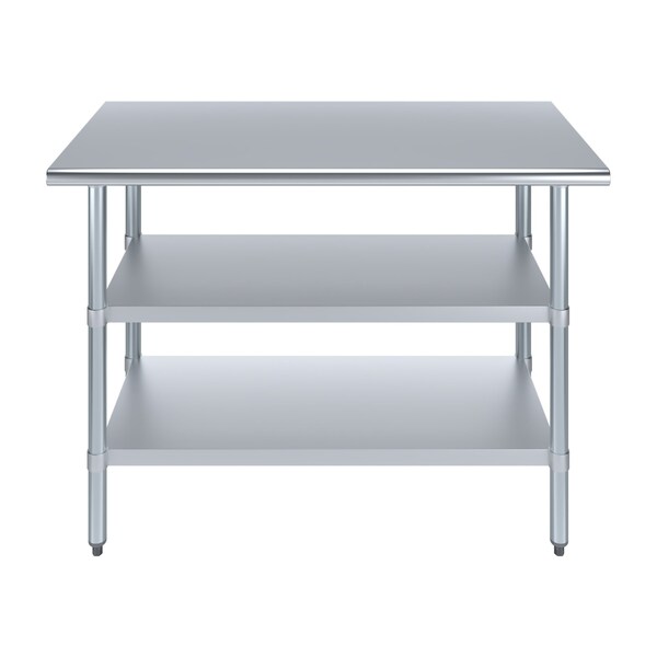 Amgood 24x48 Prep Table with Stainless Steel Top and 2 Shelves - AMG WT-2448-2SH