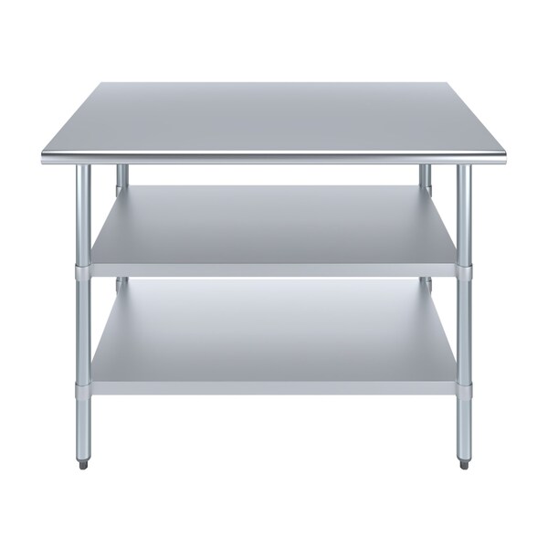 Amgood 30x48 Prep Table with Stainless Steel Top and 2 Shelves - AMG WT-3048-2SH