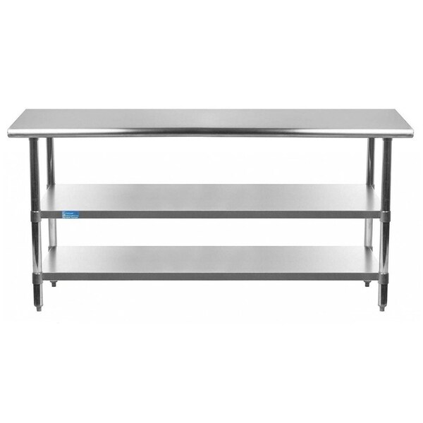 Amgood 30x72 Prep Table with Stainless Steel Top and 2 Shelves - AMG WT-3072-2SH