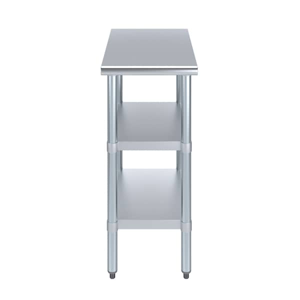 Amgood 24x15 Prep Table with Stainless Steel Top and 2 Shelves - AMG WT-2415-2SH