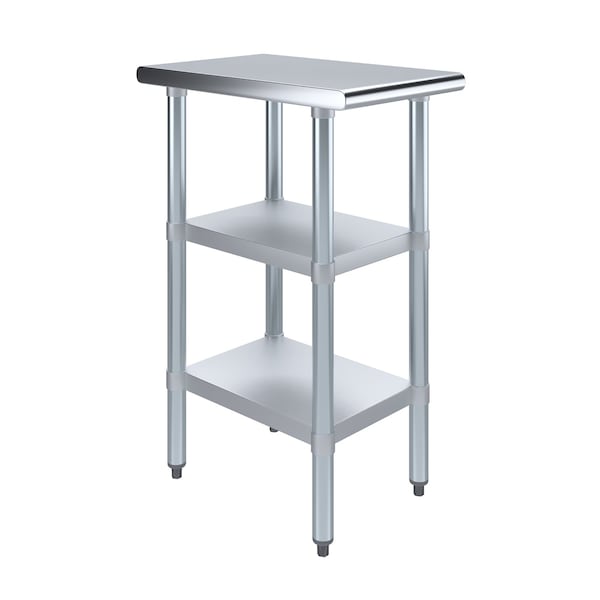 Amgood 24x15 Prep Table with Stainless Steel Top and 2 Shelves - AMG WT-2415-2SH