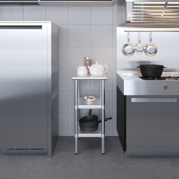 Amgood 24x15 Prep Table with Stainless Steel Top and 2 Shelves - AMG WT-2415-2SH