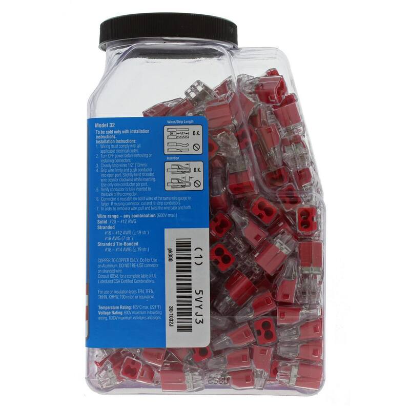 Conector de cable IDEAL In-Sure de 2 puertos, rojo (frasco de 300) - 30-1032J