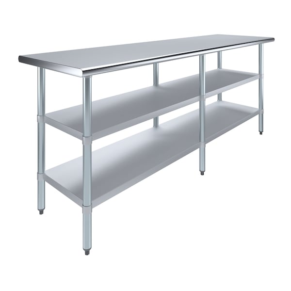 Amgood 24x84 Prep Table with Stainless Steel Top and 2 Shelves - AMG WT-2484-2SH