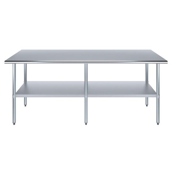 Amgood 24x84 Prep Table with Stainless Steel Top and 2 Shelves - AMG WT-2484-2SH
