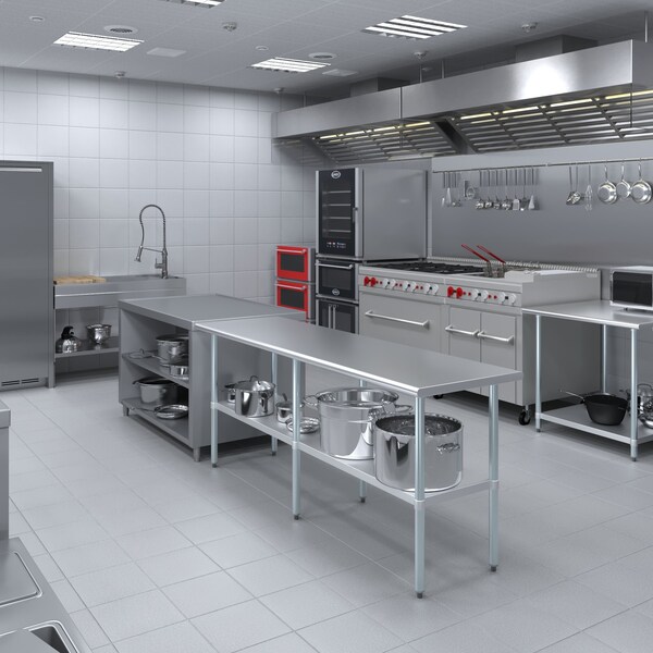 Amgood 24x84 Prep Table with Stainless Steel Top and 2 Shelves - AMG WT-2484-2SH