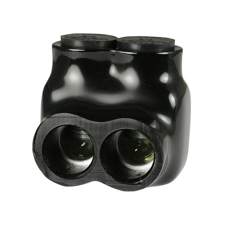 ASI 6 - Conector de derivación múltiple de 2 puertos de 2/0 AWG y 600 voltios, entrada de un lado aislado, negro - AICS2-0-2