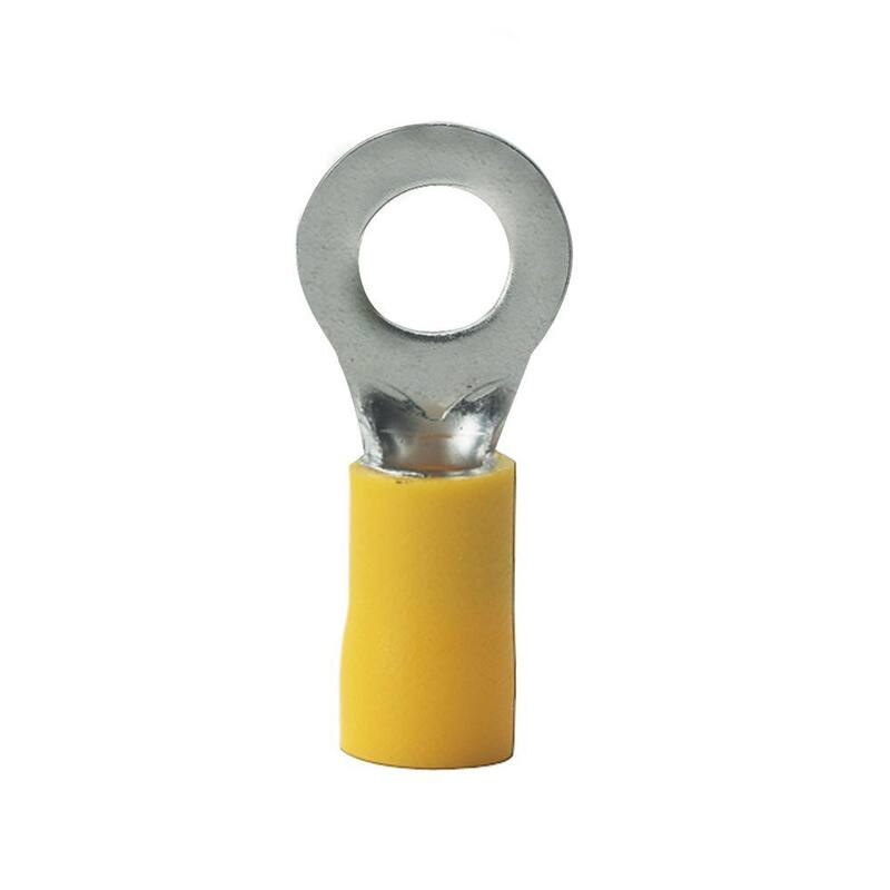 Gardner Bender 12 - 10 AWG Terminales de Anillo Aislado de Vinilo de Tamaño de Tornillo #12 - 1/4, Amarillos (Paquete de 15) - 15-107