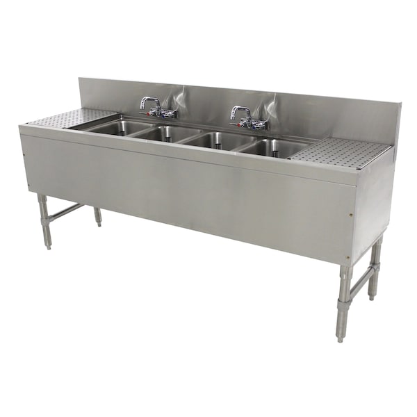 Advance Tabco Prestige Underbar Sink Unit 4-compartment 72 in.W x 20 in.D x 36 in.H - PRB-19-64C
