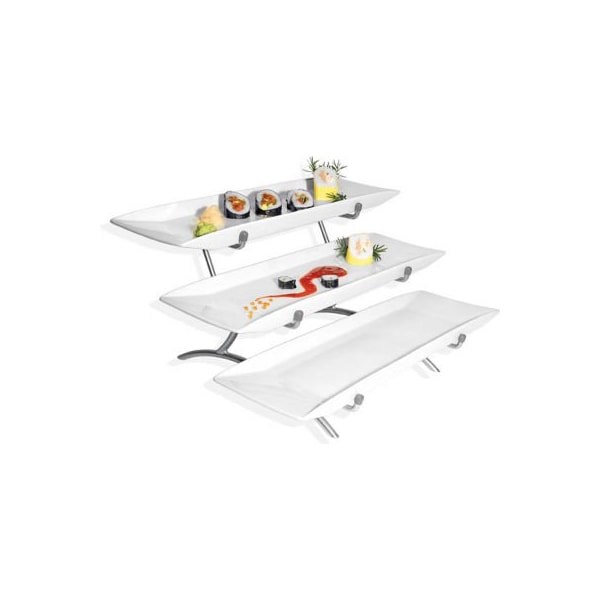 Cal Mil Plastics Cal-Mil Prestige Porcelain Wide Frame 3 Tier Platter Wire Stand 18"W x 23"D x 12"H Plat. - PP1033-39