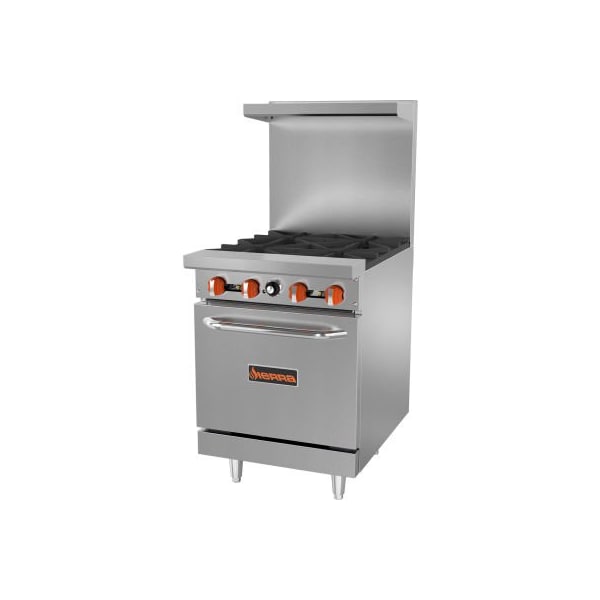 Mvp Group Corporation Sierra Range SR-4-24 - Restaurant Range, 4 Burners, Natural Gas, Oven, S/S, Cast Iron Burners - SR-4-24