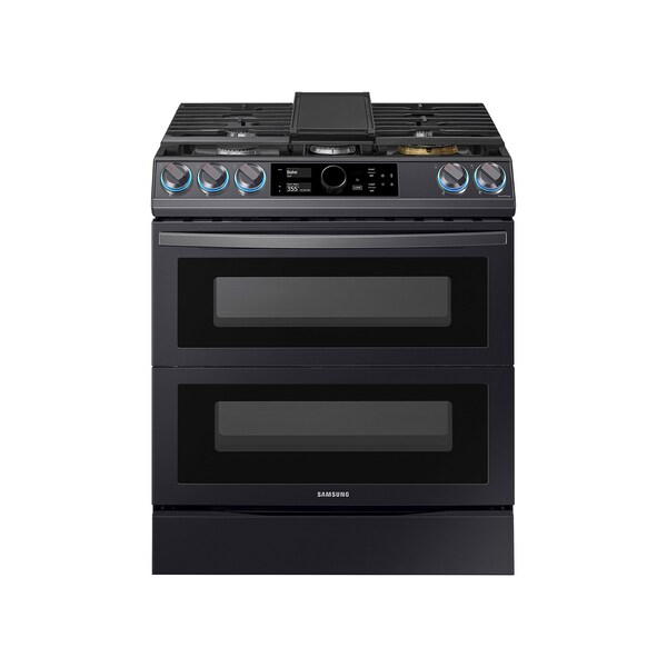 Almo Dual Fuel Slide-In Smart Dial Flex Duo Air Fry Wi-Fi Range in Black Stainless Steel, 6.3 cu. ft. - NY63T8751SG