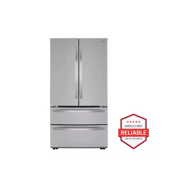 Almo 23 cu. ft. Stainless Steel Counter-Depth 4-Door French Door Refrigerator with Ice Dispenser - LMWC23626S