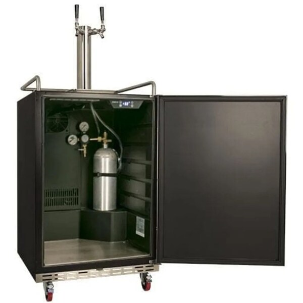 Edgestar 24 Inch Wide Double Tap Kegerator for Full Size Kegs with Electronic Control Panel - KC7000BLTWIN