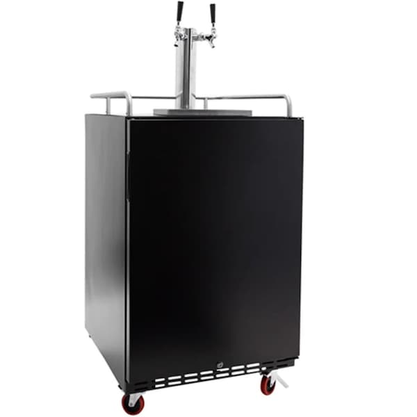 Edgestar 24 Inch Wide Double Tap Kegerator for Full Size Kegs with Electronic Control Panel - KC7000BLTWIN