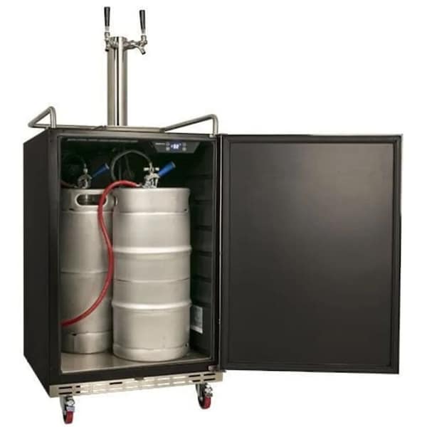 Edgestar 24 Inch Wide Double Tap Kegerator for Full Size Kegs with Electronic Control Panel - KC7000BLTWIN