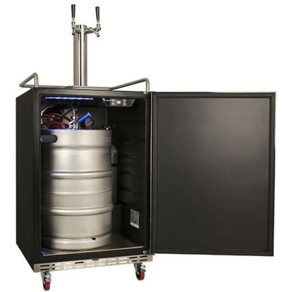 Edgestar 24 Inch Wide Double Tap Kegerator for Full Size Kegs with Electronic Control Panel - KC7000BLTWIN