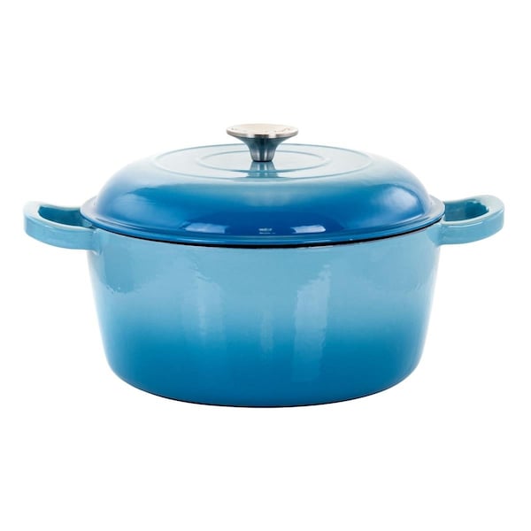 Megachef MEGACHEF MG-CR25AB 5 qt MegaChef Round Enameled Cast Iron Casserole with Lid; Blue - MG-CR25AB