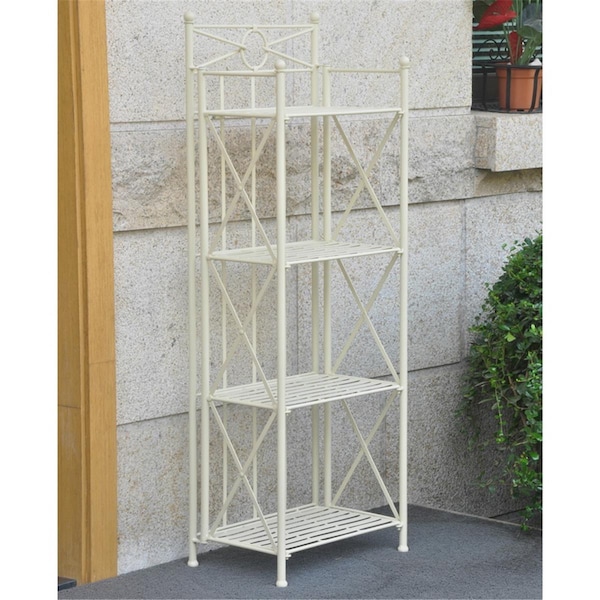International Caravan Narrow 4-Tier Iron Folding Bakers Rack, White - 3523