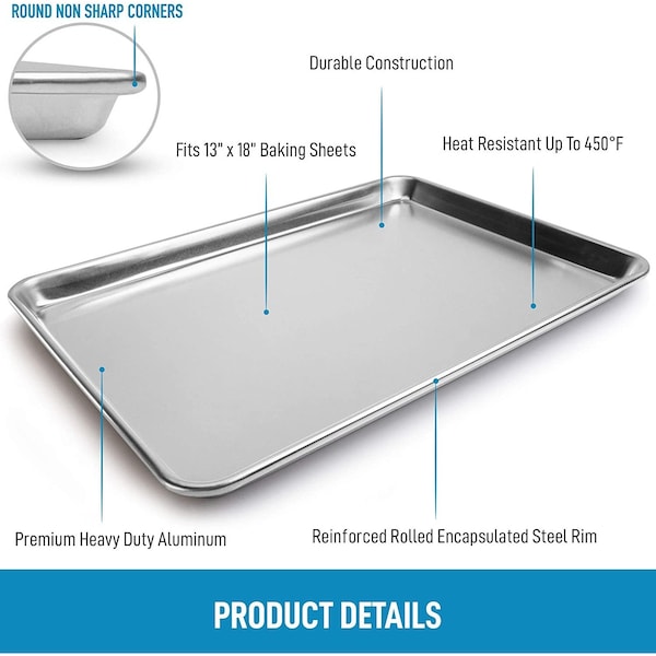 Zulay Kitchen Baking Pan, Half Sheet Aluminum  13 Inch x 18 Inch - ZULB085YDFT55
