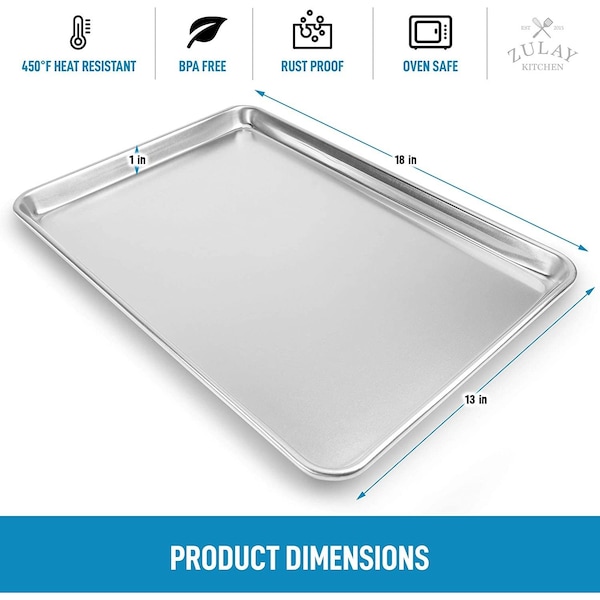Zulay Kitchen Baking Pan, Half Sheet Aluminum  13 Inch x 18 Inch - ZULB085YDFT55