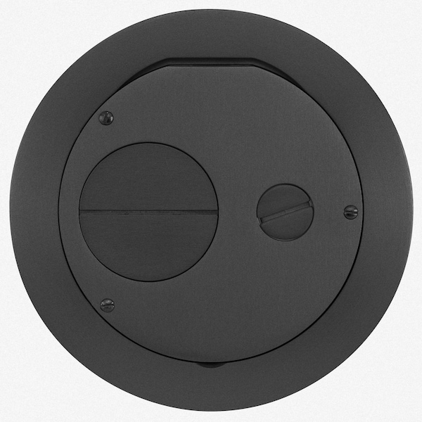 Hubbell Wiring Device-Kellems Electrical Box Cover, Round, Aluminum, Furniture Feed Cover - S1R6FFCVRBLK