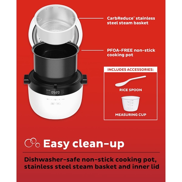 Instant Brands White 20 cups Programmable Rice Cooker and Food Steamer - 140-5003-01