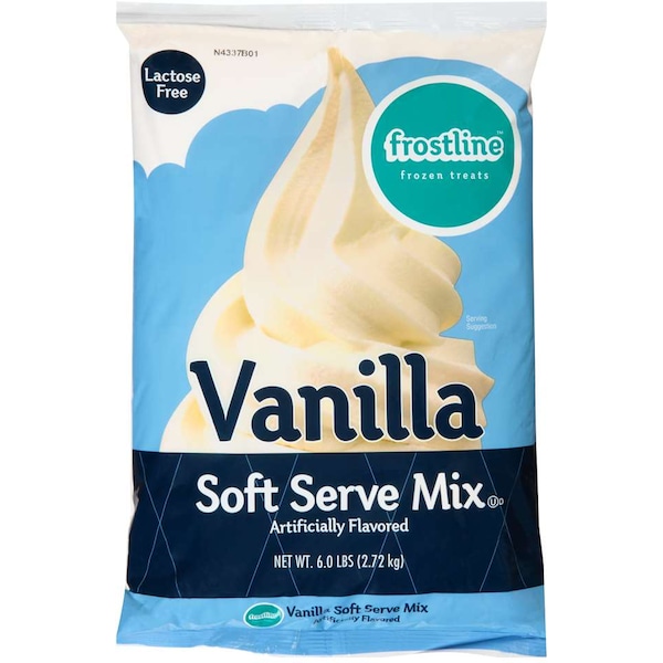 Mezcla suave de helado de vainilla sin lactosa y baja en grasa Frostline Frostline, 6 libras, paquete de 6 - D400-C4000.