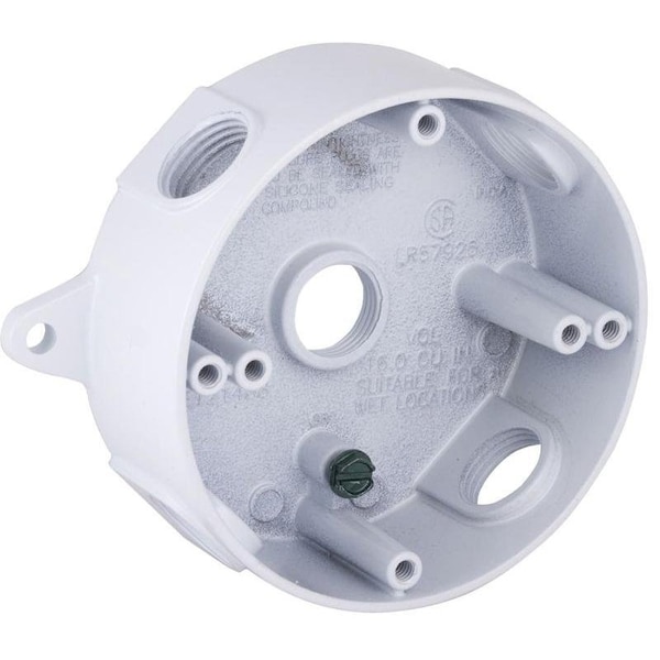 Hubbell Weatherproof Box, 5-Outlet, Aluminum, White, Powder-Coated - 5361-6