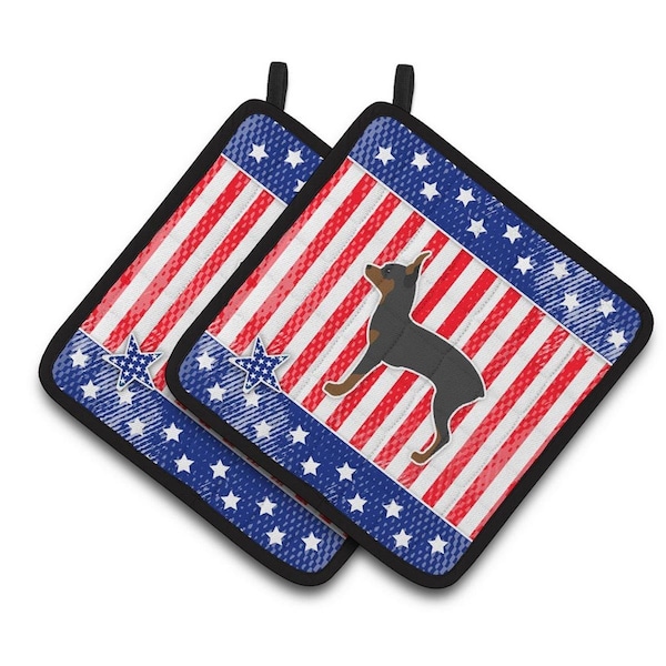 Carolines Treasures USA Patriotic Toy Fox Terrier Pair of Pot Holders - BB3287PTHD