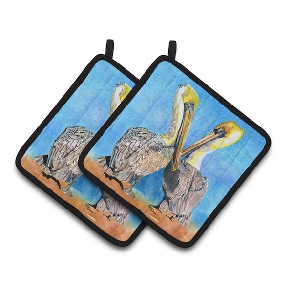 Carolines Treasures Pelican Pair of Pot Holders, 7.5 x 3 x 7.5 in. - 8539PTHD