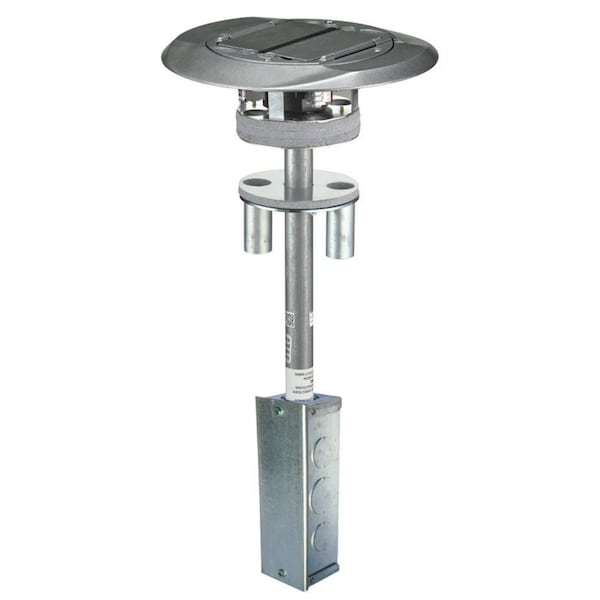Hubbell Wiring Device-Kellems SystemOne, Fire-Rated Poke-Through, 1 Piece Unit, (4) 20A, 125V Receptacles, (4) Hubbell Keystone Openings, Junction Box, Cover with Gray Finish - S1PT4X4GYJ