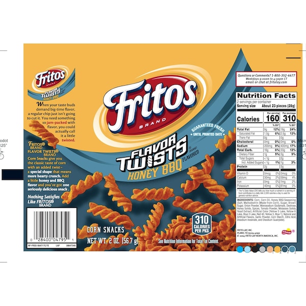 Fritos 2.00 oz. Frito Miel BBQ, Paquete de 64 unidades - 44353