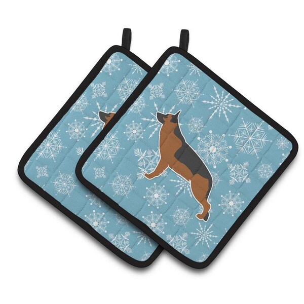 Carolines Treasures Winter Snowflake German Shepherd Pair of Pot Holders - BB3524PTHD