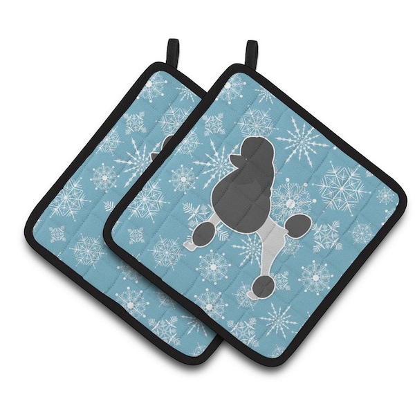 Carolines Treasures Winter Snowflake Poodle Pair of Pot Holders - BB3539PTHD