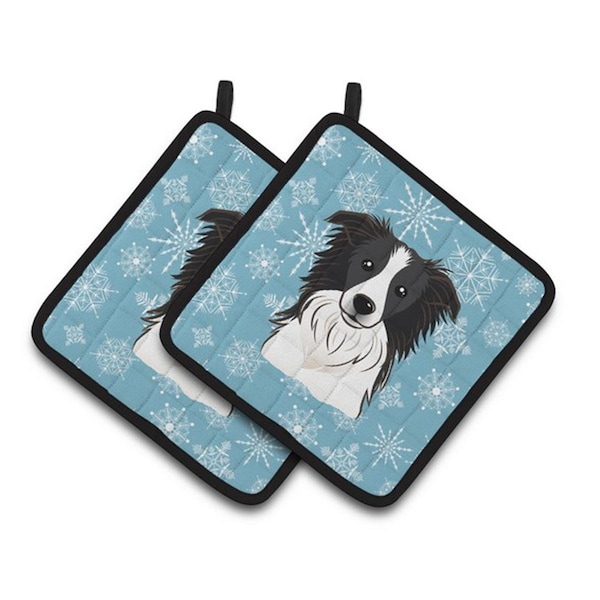 Carolines Treasures Snowflake Border Collie Pair of Pot Holders, 7.5 x 3 x 7.5 in. - BB1675PTHD