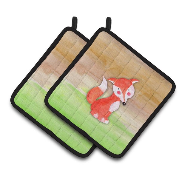 Carolines Treasures Fox Watercolor Pair of Pot Holders - BB7436PTHD