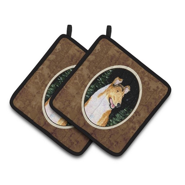 Carolines Treasures Starry Night Collie Smooth Pair of Pot Holders, 7.5 x 3 x 7.5 in. - SS8484PTHD