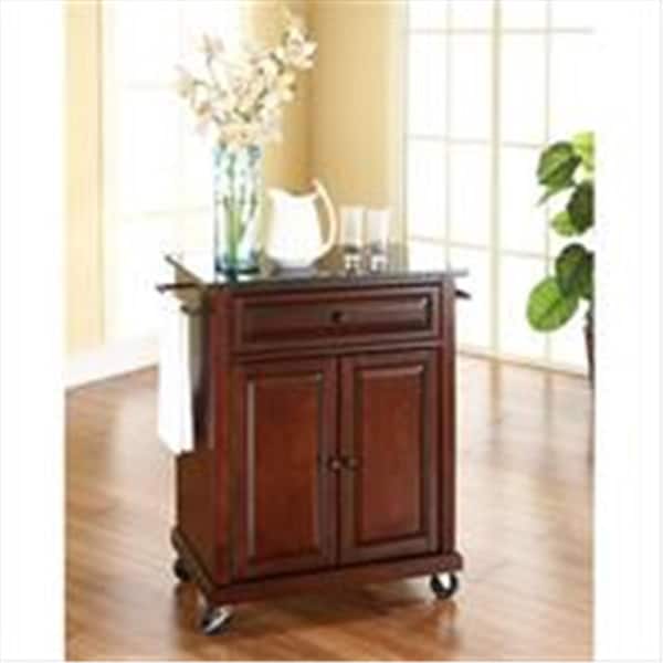 Modern Marketing Crosley Furniture Solid Black Granite Top Portable Kitchen Cart-Island In Vintage Mahogany Finish - KF30024EMA