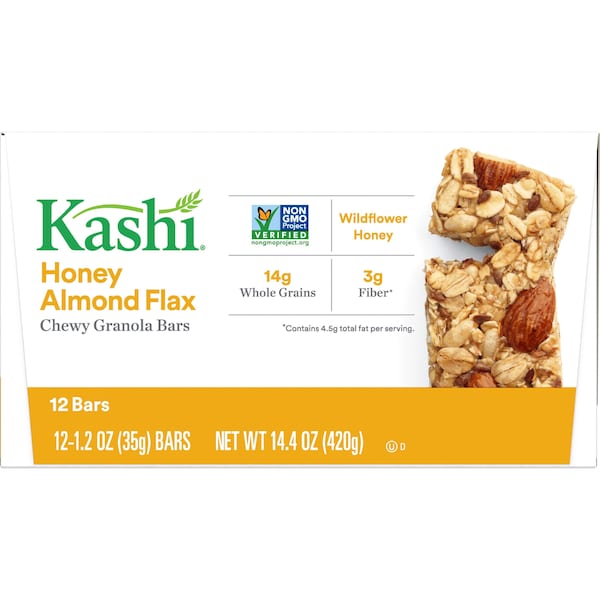 Barritas de granola masticables de almendra, miel y linaza Kashi Kashi, 1.2 oz, paquete con 72 unidades - 1862737949