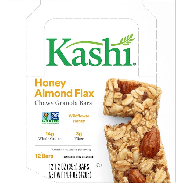 Barritas de granola masticables de almendra, miel y linaza Kashi Kashi, 1.2 oz, paquete con 72 unidades - 1862737949